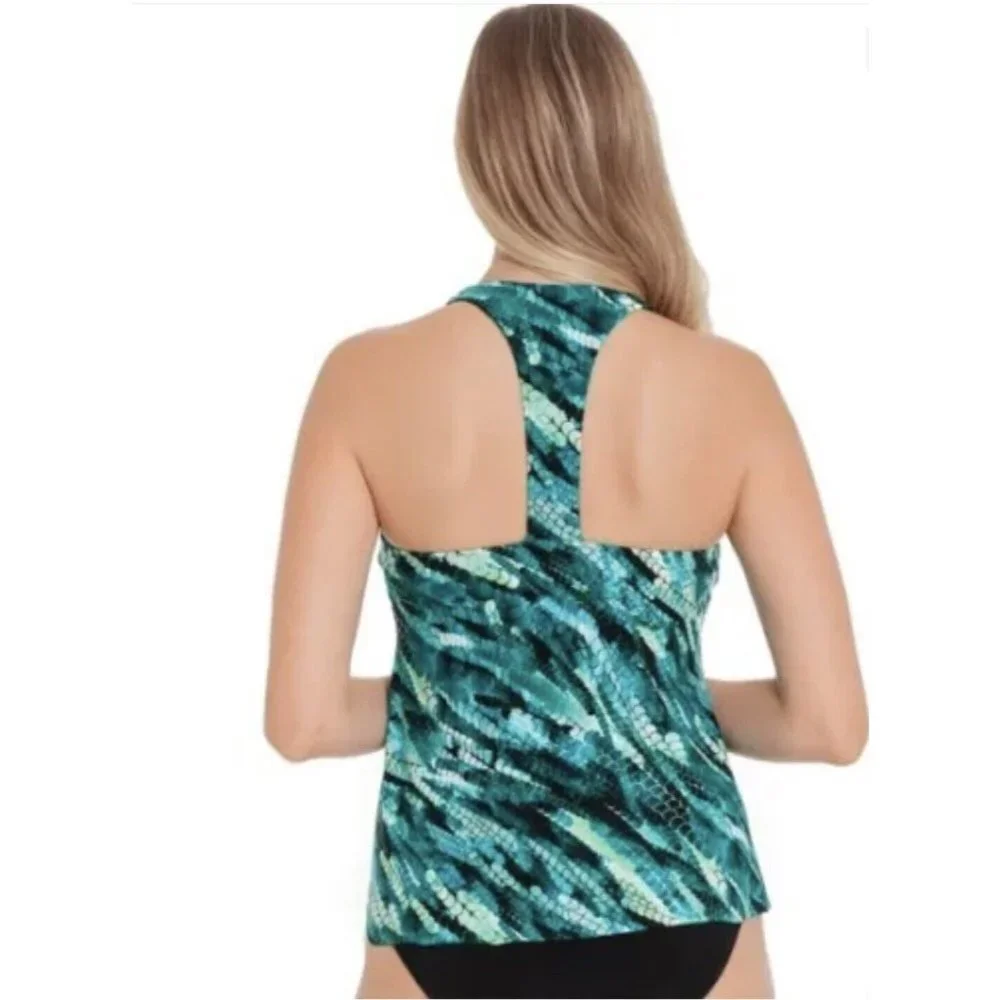 Magicsuit Woman's Aquarius Taylor Printed Racerback Underwire Tankini Top SZ 8‎